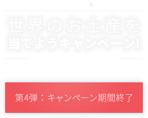 世界のお土産を当てようキャンペーン！第4弾：キャンペーン期間終了